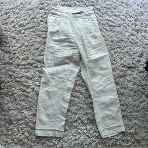 White linen Cream Pants Korean brand